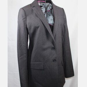 Ann Taylor Black Blazer Suit Jacket Sz 6 Virgin Wool Fabric Button Front